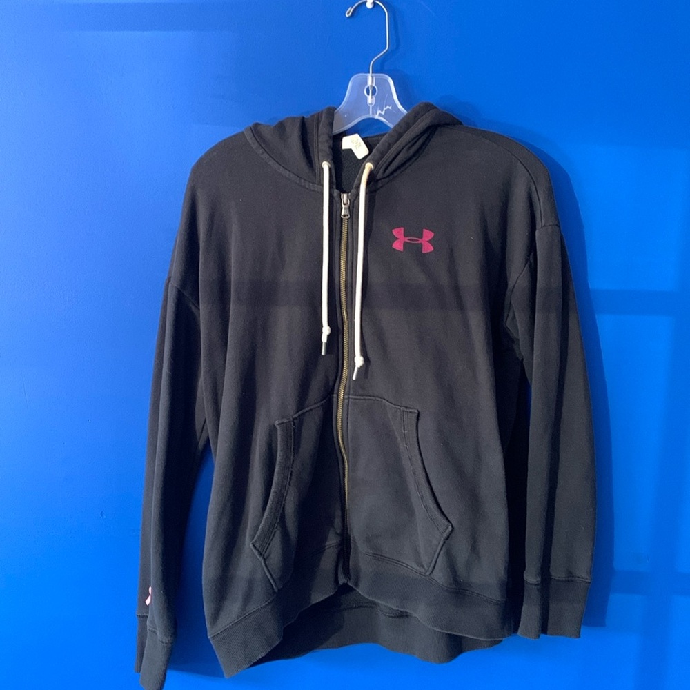 Under Armour hoodie, black in color, full zipper